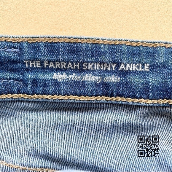 AG Adriano Goldschmied Blue Distressed Farrah High Rise Skinny Ankle Jeans - 28R - Picture 5 of 10